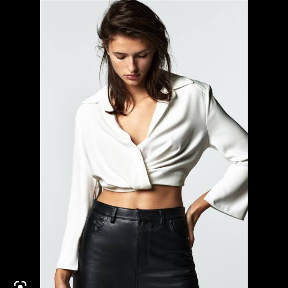 Zara Pleated Crop Shirt